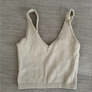 Beige Ribbed Tank Top